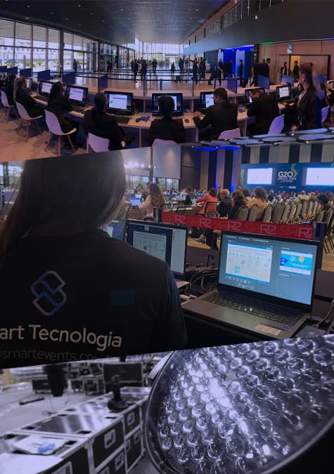 Equipe e estrutura da Smart Tecnologia em um evento